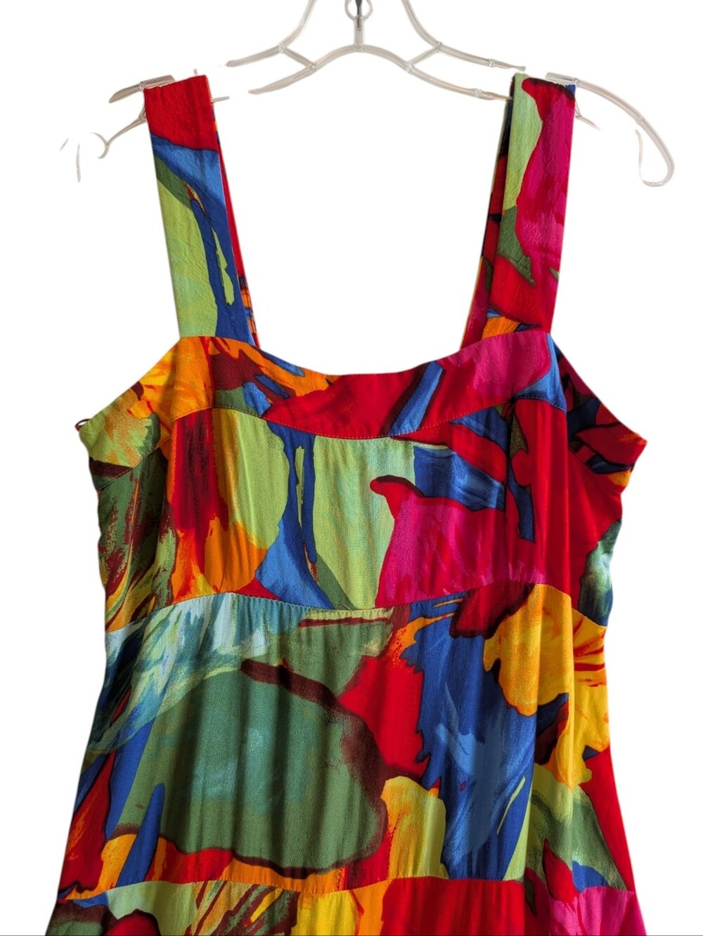 MSK Maxi Dress Sundress Colorful Artsy Watercolor Vibrant Vacation Sz M - Picture 5 of 5